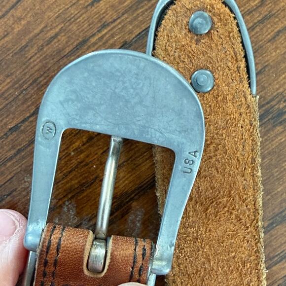 Levi’s Vintage Full Grain Cowhide Belt USA Brown Silver Med